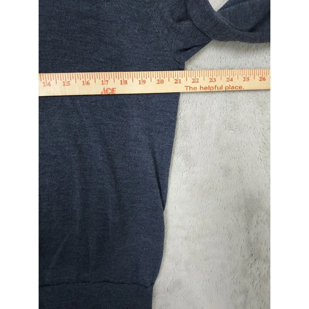 Polo Ralph Lauren Sweater Mens Medium Washable Merino Wool V Neck Blue Preppy